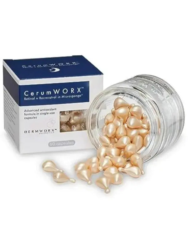 CerumWORX Retinol Night Serum | Retinol Cream for Face with Resveratrol for use at Night | Single Dose Capsules (60ct)
