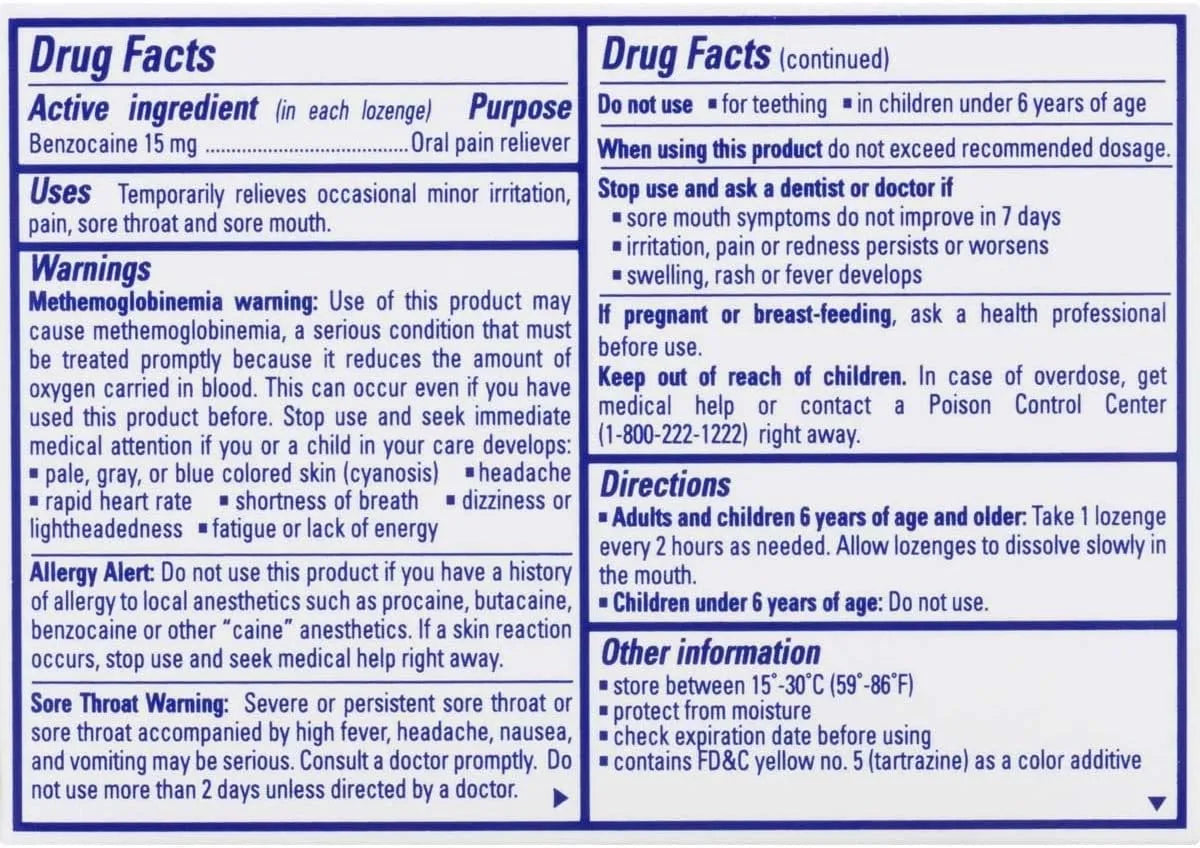 Chloraseptic Sore Throat Lozenges, honey Lemon, 18 lozenges