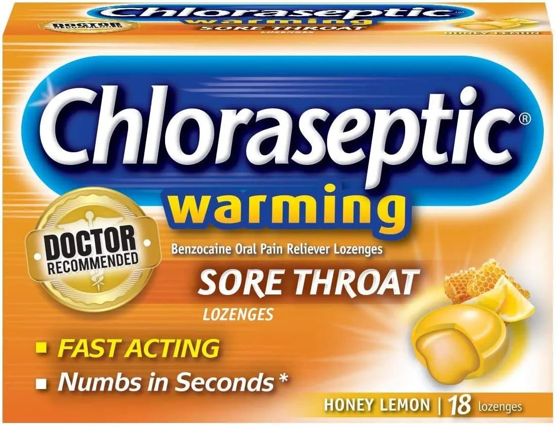 Chloraseptic Sore Throat Lozenges, honey Lemon, 18 lozenges