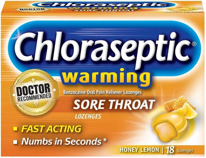 Chloraseptic Sore Throat Lozenges, honey Lemon, 18 lozenges