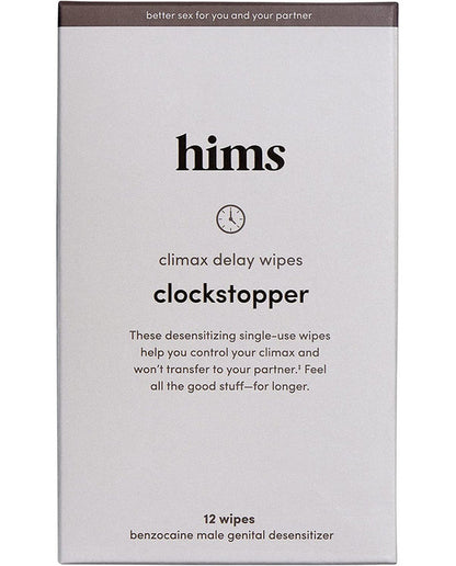 Clockstopper Climax Delay Wipes with benzocaine to Reduce Sensitivity for Premature Ejaculation and Lasting Longer in Bed 12 Pack Individually Wrapped Wipes
