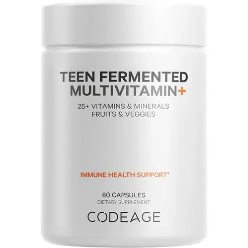 Codeage Teen’s Daily Multivitamin Supplement, 25+ Vitamins & Minerals for Teenage Boys & Girls, Organic Whole Foods Vitamins for Teenagers, Vitamin A, B, C, D, E, K, Omega-3, 60 Ct
