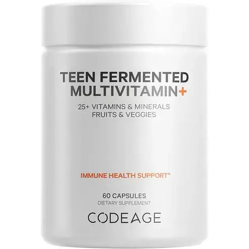 Codeage Teen’s Daily Multivitamin Supplement, 25+ Vitamins & Minerals for Teenage Boys & Girls, Organic Whole Foods Vitamins for Teenagers, Vitamin A, B, C, D, E, K, Omega-3, 60 Ct
