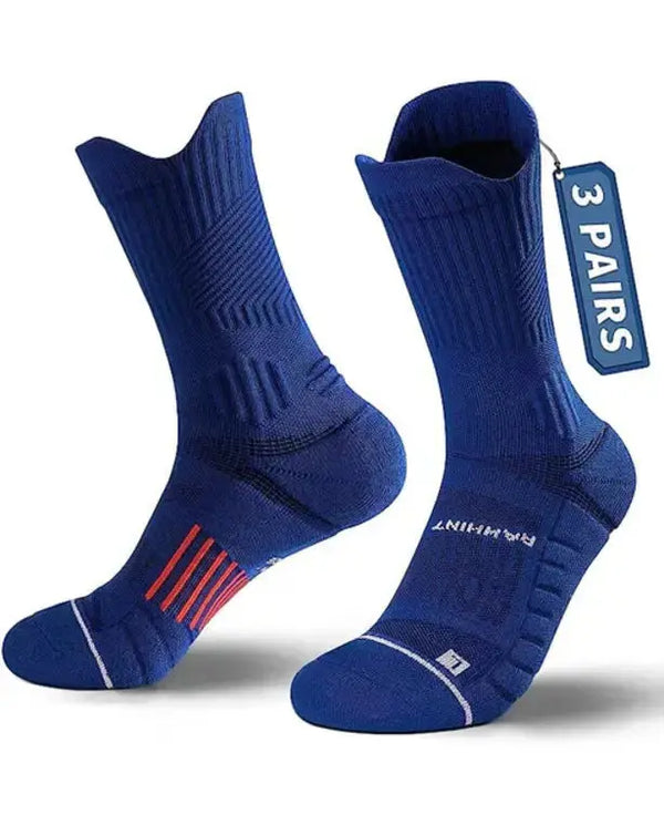Coolmax Compression Running Socks 3 Pairs, Cushion Crew Socks, Anti-Blister Moisture Wicking Athletic Hiking Socks
