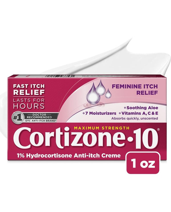 Cortizone 10 Maximum Strength Feminine Itch
Cream, 1% Hydrocortisone, 1 oz