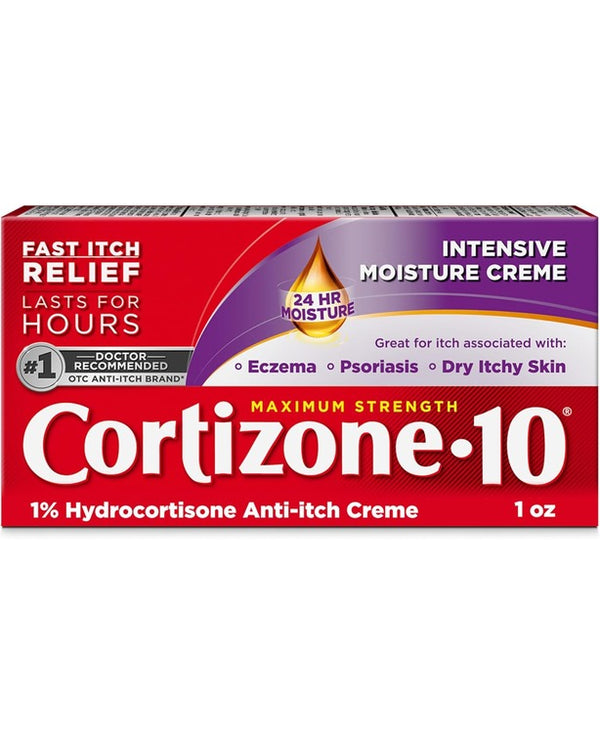 Cortizone 10 Maximum Strength Intensive Moisture
Anti-Itch Cream, 1% Hydrocortisone, 1 oz
