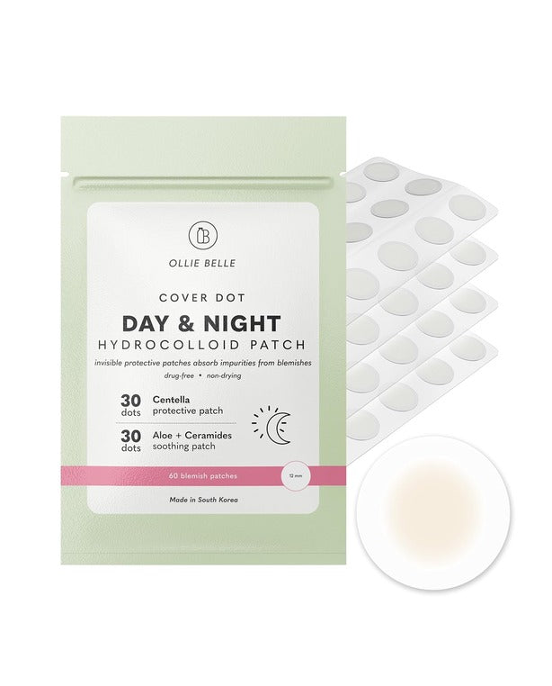 Cover Dot Ollie Belle Hydrocolloid Acne Patches with Salicylic Acid, Aloe & Centella Invisible Pimple Stickers Blemish Treatment
