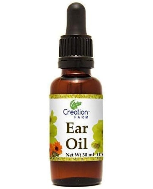 Creation Farm Ear Oil Drops with Mullein, Calendula, St Johns Wort, All Natural Herbal Relief for Earwax Removal, Earache Soothing, Itchy Irritated, Clogged or Dry Ears Made in USA
