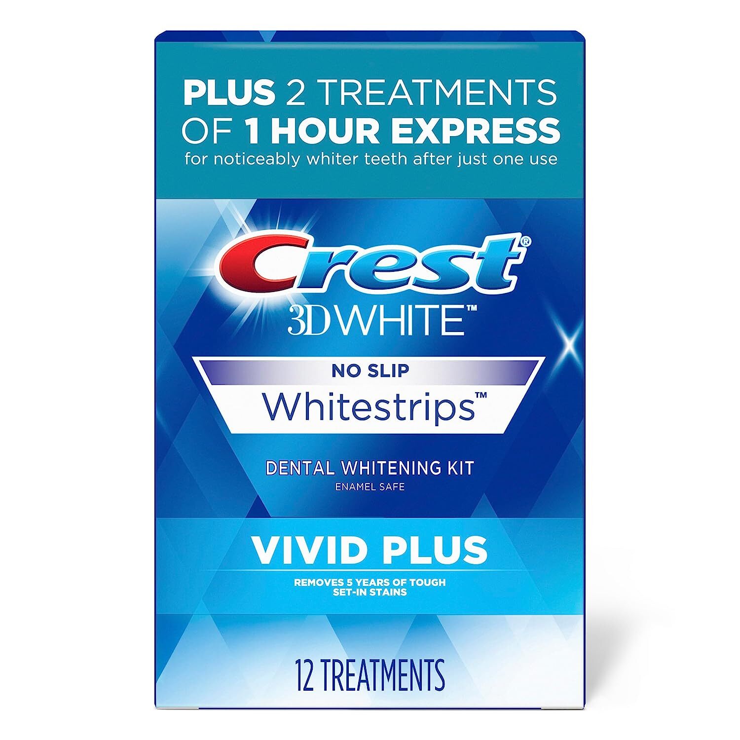 Crest 3D Whitestrips, Vivid Plus, Teeth Whitening Strip Kit, 24 Count (Pack of 1)
