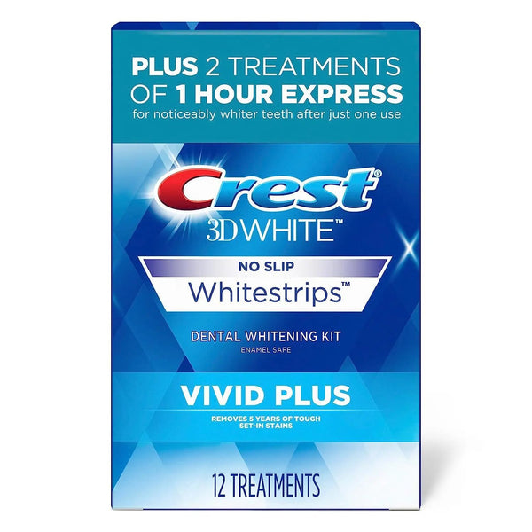 Crest 3D Whitestrips, Vivid Plus, Teeth Whitening Strip Kit, 24 Count (Pack of 1)
