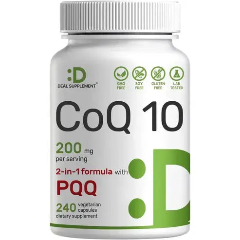 DEAL SUPPLEMENT CoQ10 200mg & PQQ 200mcg, 240 Veggie Capsules
