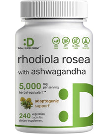 DEAL SUPPLEMENT Rhodiola Rosea with Ashwagandha 5,000mg Per Serving, 240 Veggie Capsules
