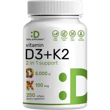 DEAL SUPPLEMENT Vitamin D3 K2 Softgel, 250 Count, 2-1 Complex, Vitamin D3 5000 IU & Vitamin K2 MK7
