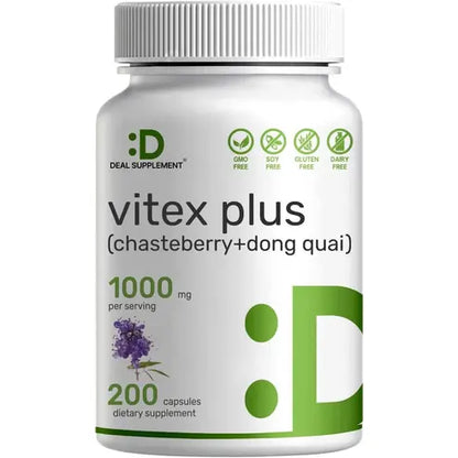 Deal Supplement Vitex plus for Women - Vitex Chasteberry Supplement 1000mg Plus Dong Quai Capsules, 200 Counts
