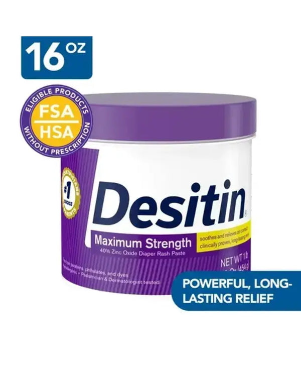 Desitin Maximum Strength Baby Diaper Rash Cream with Zinc Oxide, 16 oz
