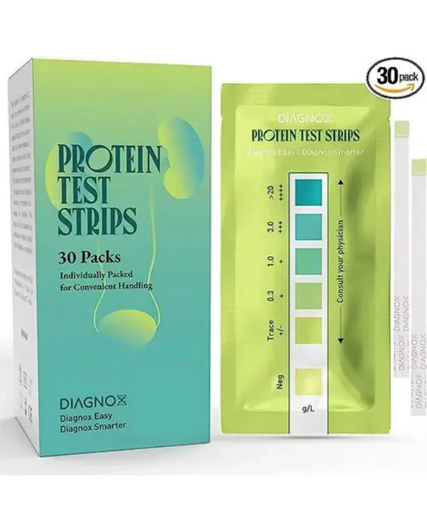 Diagnox Health Protein Urine Test Strips Kit - Individually Packed at Home Urine Protein Test Strips - Urinalysis Strips for Protein in Urine (30 Pack)
