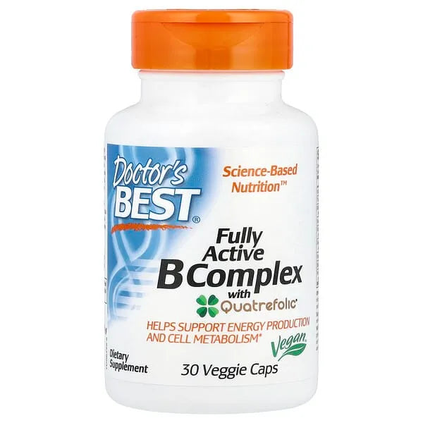 Doctors Best Fully Active B Complex, Energy & Cellular Support, 30 Veggie Caps