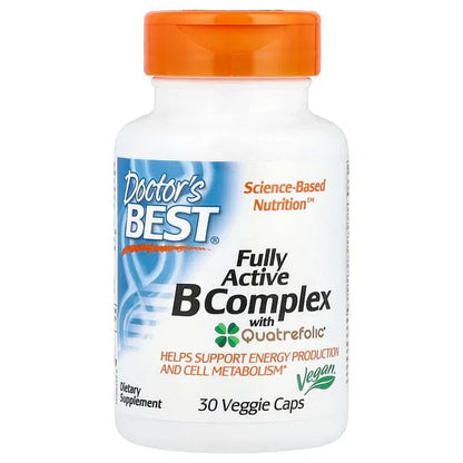 Doctors Best Fully Active B Complex, Energy & Cellular Support, 30 Veggie Caps