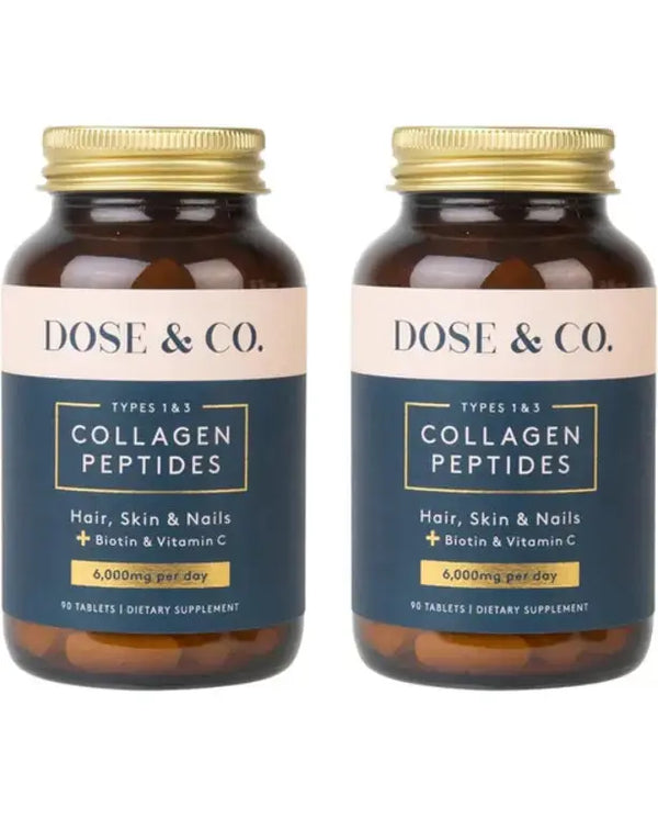 Dose & Co Collagen Tablets 2 Pack - Type 1 & 3 Collagen Peptides Plus Vitamin C and Biotin - Hair, Skin, and Nails
