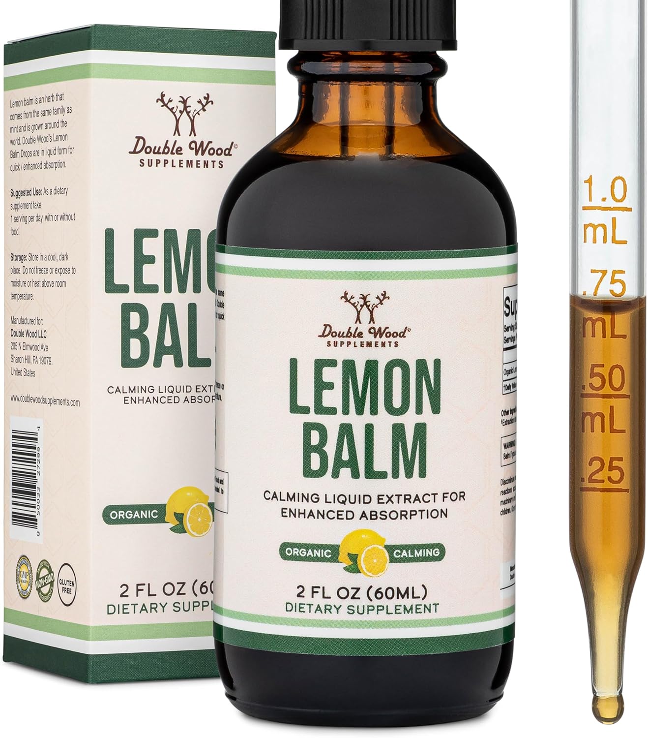 Lemon Balm Liquid Drops 590mg, Calm, Sleep + Digestion, 120 Servings | Calm, Sleep + Digestion Liquid Supplement, Alcohol-Free Glycerin, Pleasant Taste, PM for Sleep, Vegetarian, 4-Month Supply