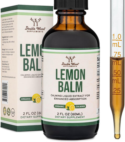 Lemon Balm Liquid Drops 590mg, Calm, Sleep + Digestion, 120 Servings | Calm, Sleep + Digestion Liquid Supplement, Alcohol-Free Glycerin, Pleasant Taste, PM for Sleep, Vegetarian, 4-Month Supply