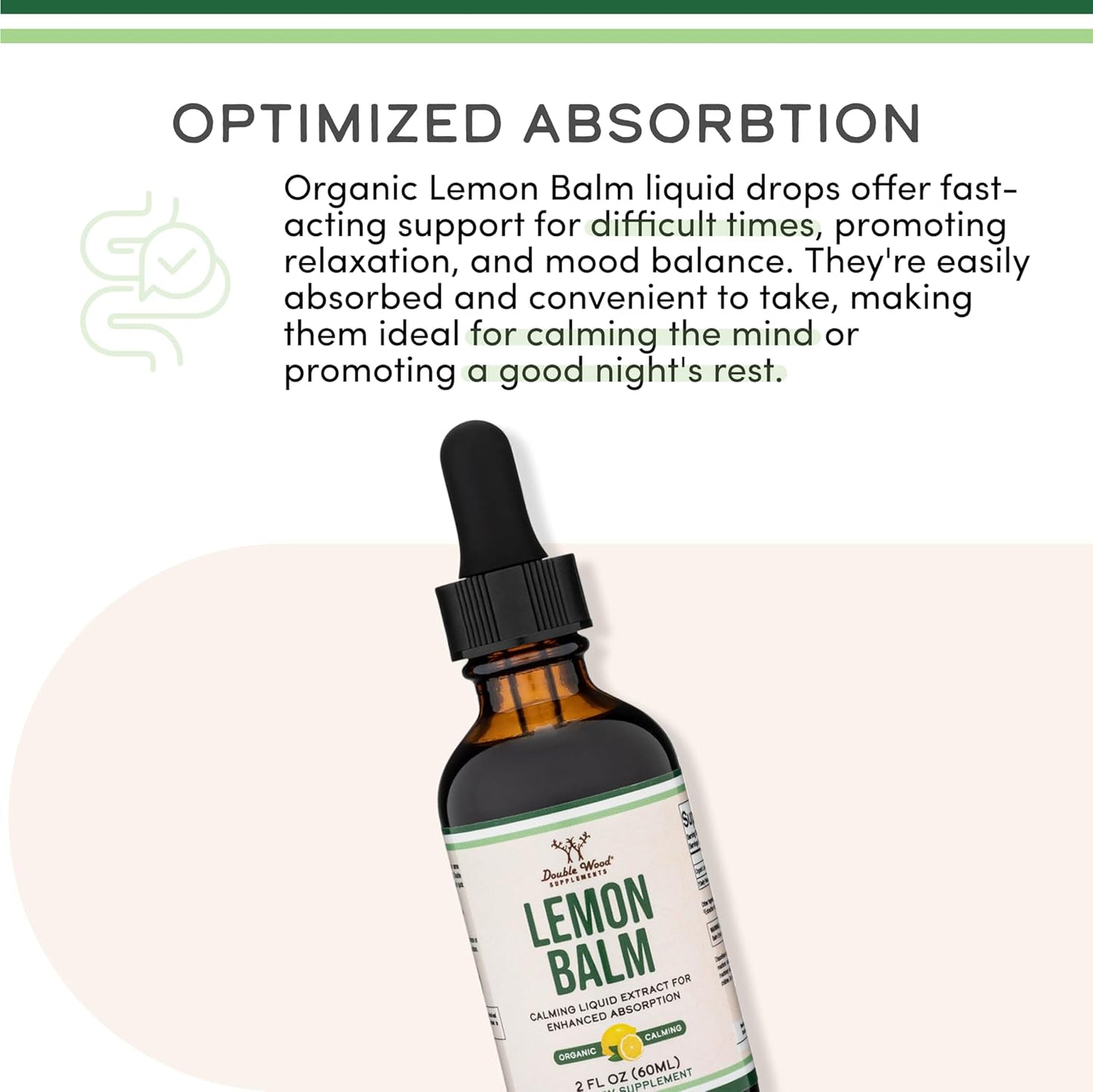Lemon Balm Liquid Drops 590mg, Calm, Sleep + Digestion, 120 Servings | Calm, Sleep + Digestion Liquid Supplement, Alcohol-Free Glycerin, Pleasant Taste, PM for Sleep, Vegetarian, 4-Month Supply