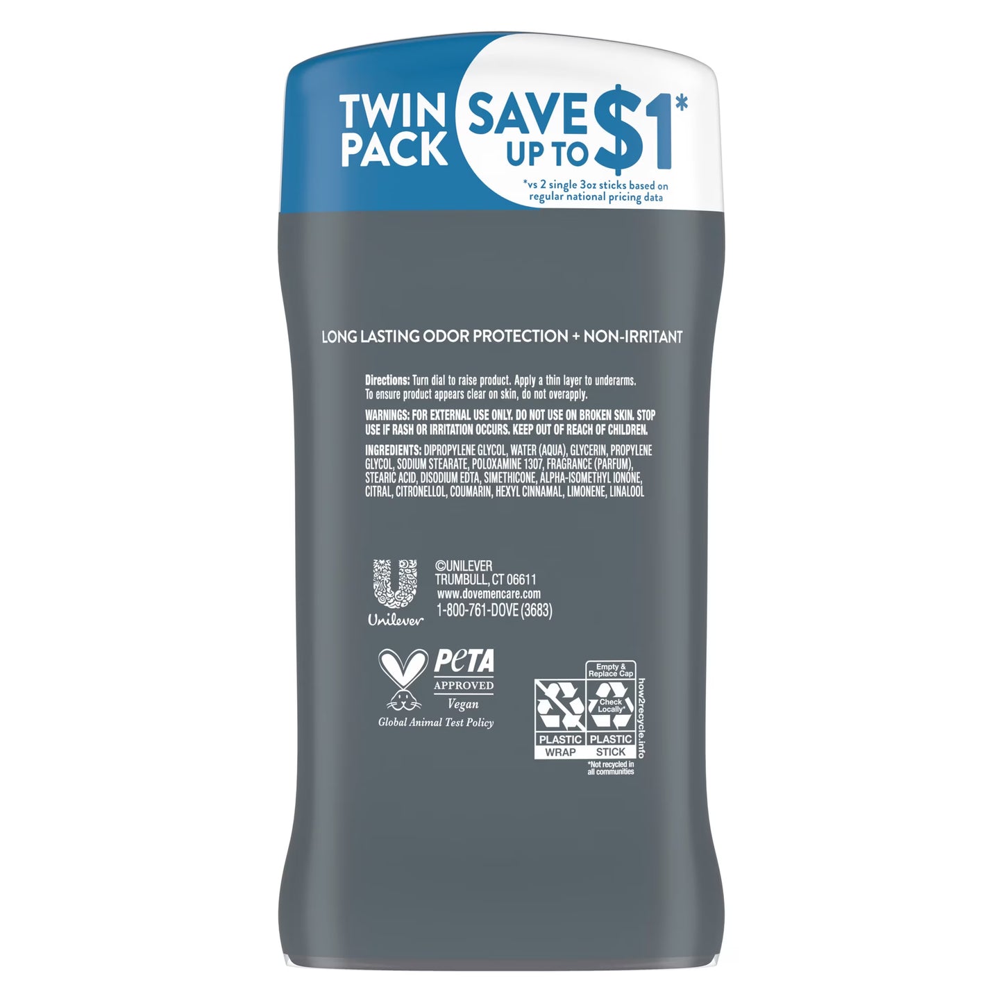 Dove Men+Care Deodorant Stick For Men Aluminum Free 72-Hour Odor Protection Clean Comfort Mens Deodorant With 1/4 Moisturizing Cream, 3 oz