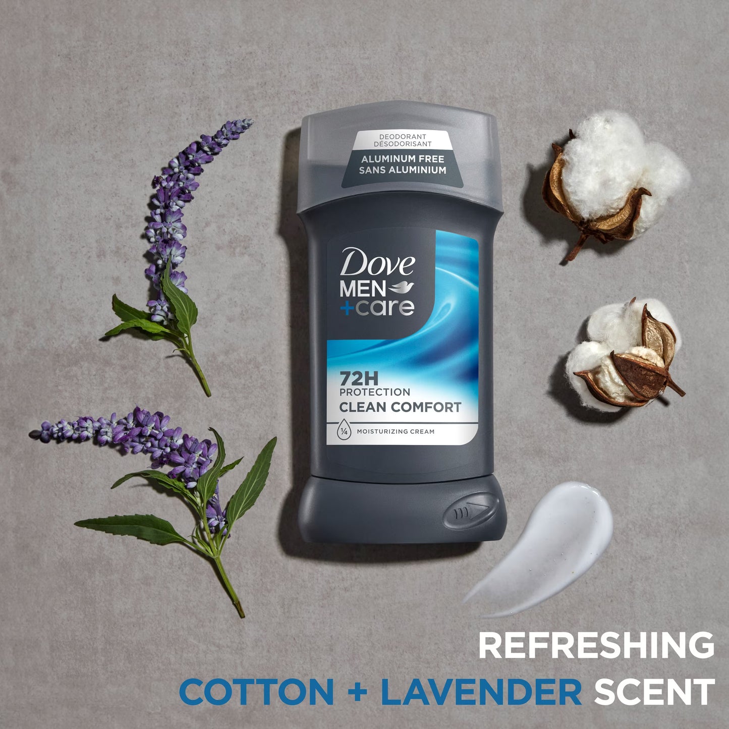 Dove Men+Care Deodorant Stick For Men Aluminum Free 72-Hour Odor Protection Clean Comfort Mens Deodorant With 1/4 Moisturizing Cream, 3 oz