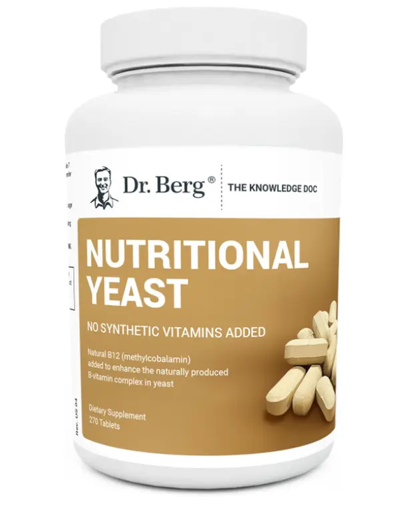 Dr. Berg Nutritional Yeast Tablets – Natural B12 Added – Organic Vanilla Flavor - 270 Vegan Tablets

