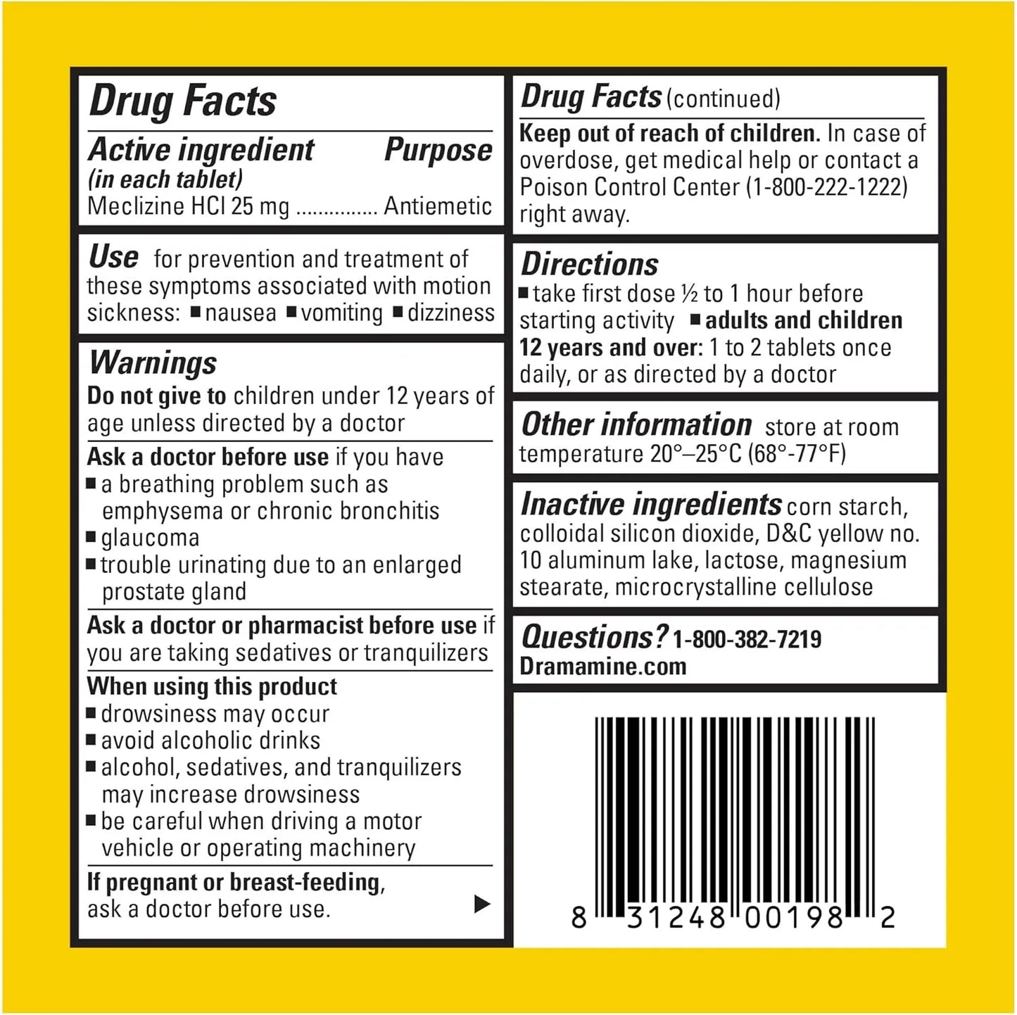 Dramamine All Day Less Drowsy, Motion Sickness Relief, 8 Count