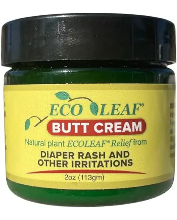 ECOLEAF Butt Cream Symptomatic Rash Relief | Made in the USA with Organic Plant Extracts & Oils | Great for Diaper Rashes, Chafing, Burns, Cuts, Itching | Designed for Babies, Kids, Adults, Athletes
