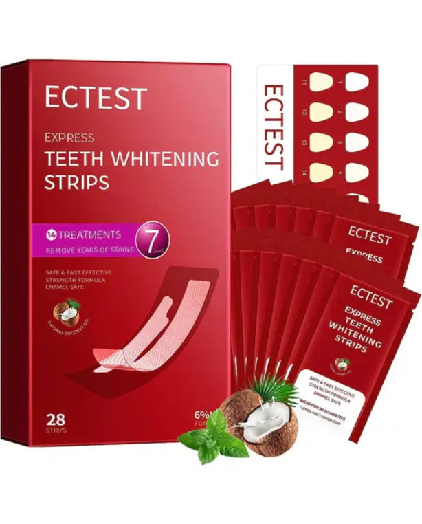 Ectest Teeth Whitening Strips for Teeth Sensitive, Professional Teeth Whitening Kit for Coffee Drinker, 28 Teeth Whitener Strips Coconut Flavor, 14 Treatments Easy to Use
