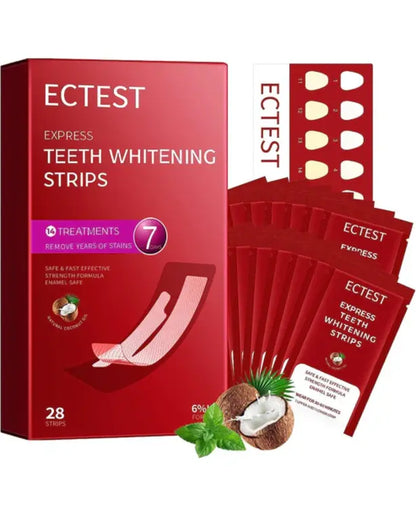 Ectest Teeth Whitening Strips for Teeth Sensitive, Professional Teeth Whitening Kit for Coffee Drinker, 28 Teeth Whitener Strips Coconut Flavor, 14 Treatments Easy to Use
