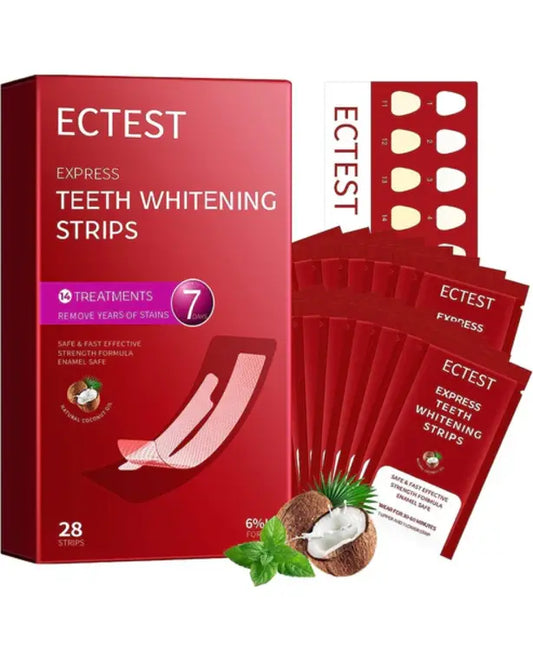 Ectest Teeth Whitening Strips for Teeth Sensitive, Professional Teeth Whitening Kit for Coffee Drinker, 28 Teeth Whitener Strips Coconut Flavor, 14 Treatments Easy to Use
