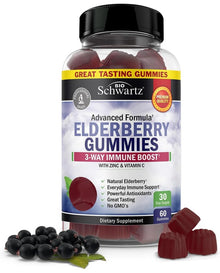 Elderberry Gummies with Zinc and Vitamin C for Adults & Kids - Natural Immune Support - Non-GMO, Vegan Friendly, 60ct
