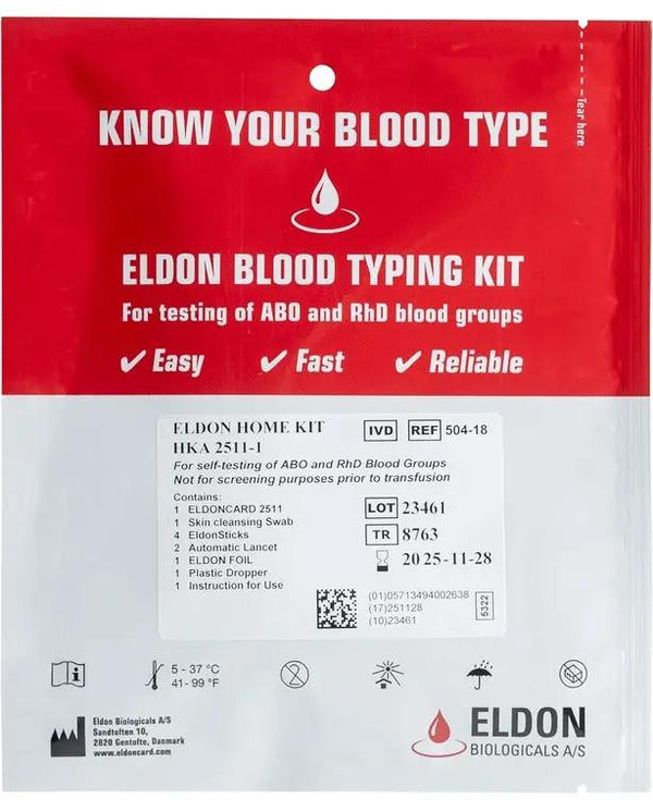 Sample Eldon Card Eldoncard Blood Type Test Kit, Blood Typing Kit w/ Instructions ...