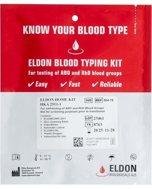 Eldoncard Blood Type Test Kit, Blood Typing Kit w/ Instructions
