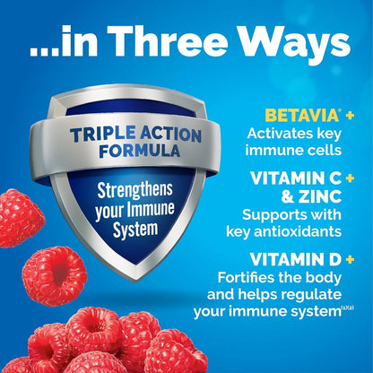 Emergen-C Immune+ Triple Action Immune Support Powder, Raspberry - 30 Count