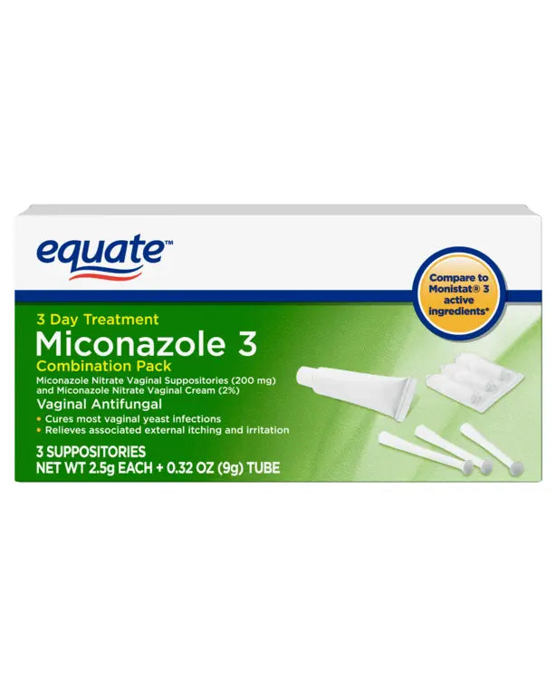 Equate Miconazole Nitrate Vaginal Suppositories (200 mg) & Miconazole Nitrate Cream (2%), Combo Pack