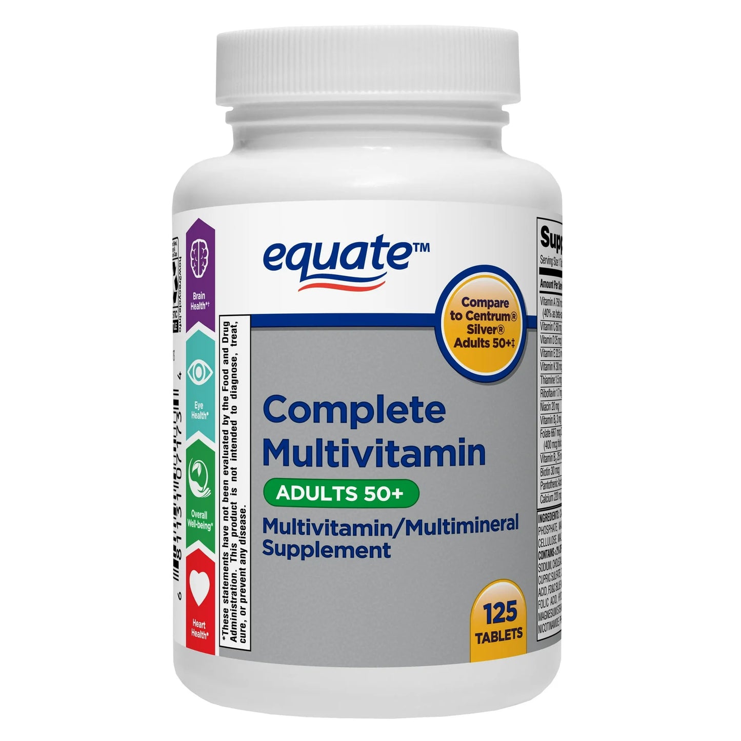 Equate Complete Multivitamin, Adults 50+, 125 Count