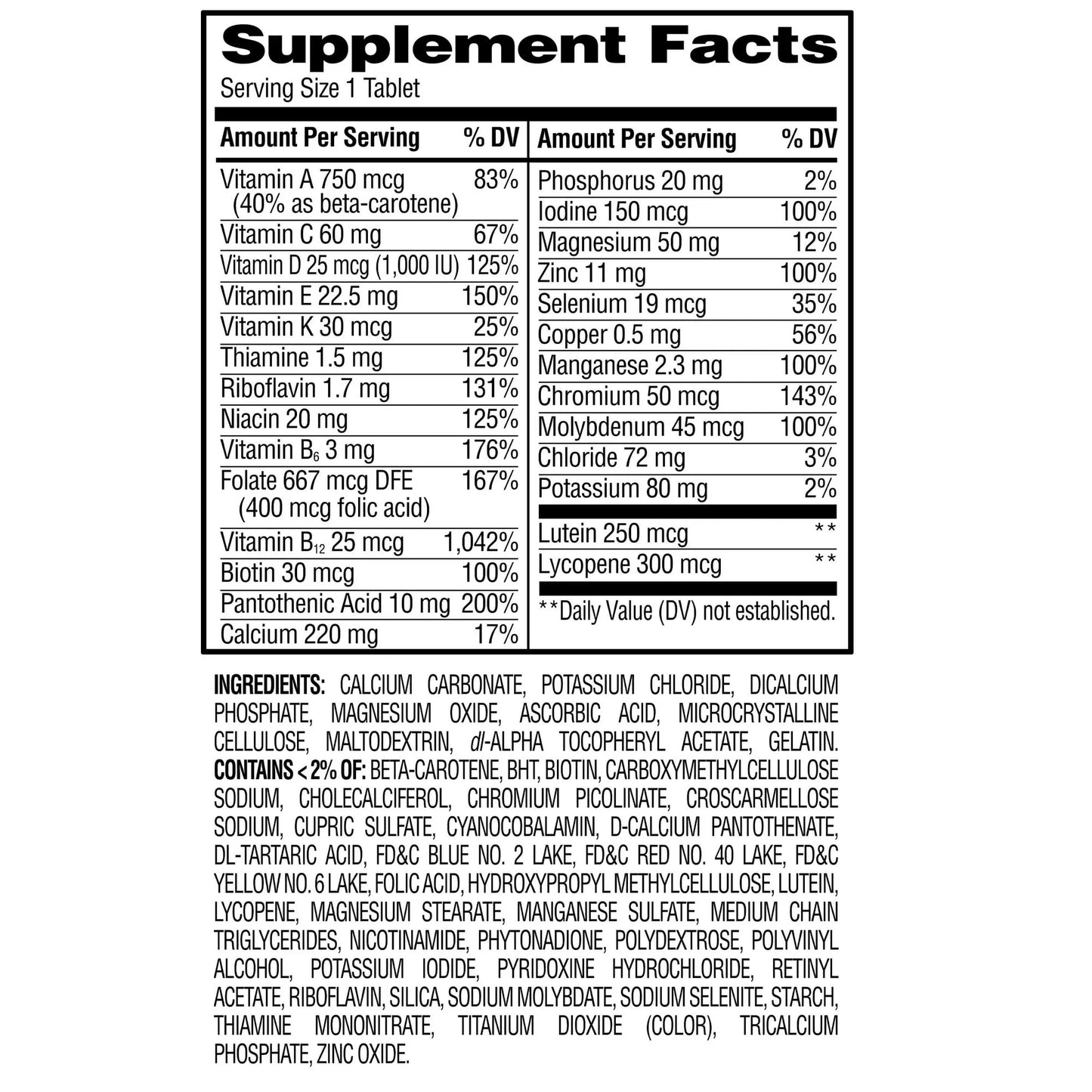 Equate Complete Multivitamin, Adults 50+, 220 Count