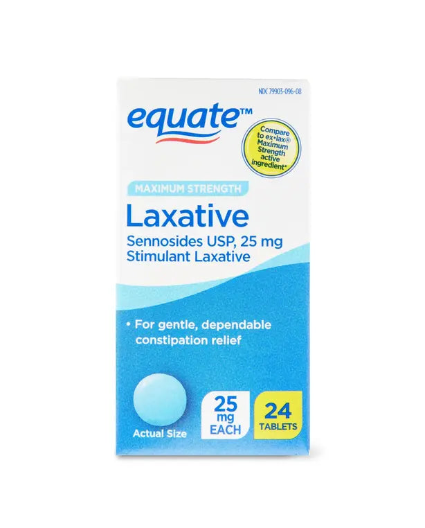 Equate Maximum Strength Sennosides Laxative Tablets 25mg, 24 Count