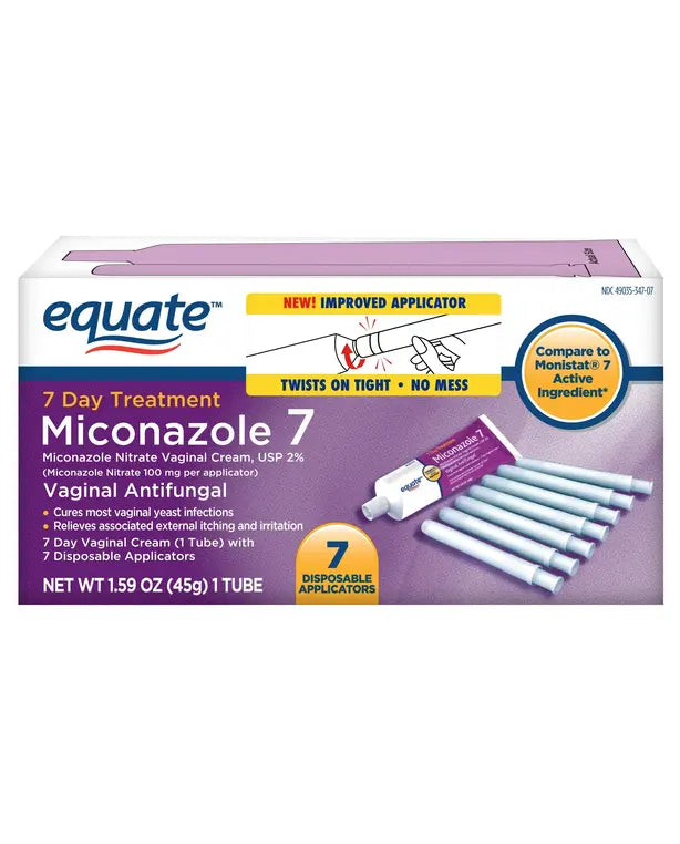 Equate Miconazole 7-Day Vaginal Cream with Disposable Applicators,
1.59 oz