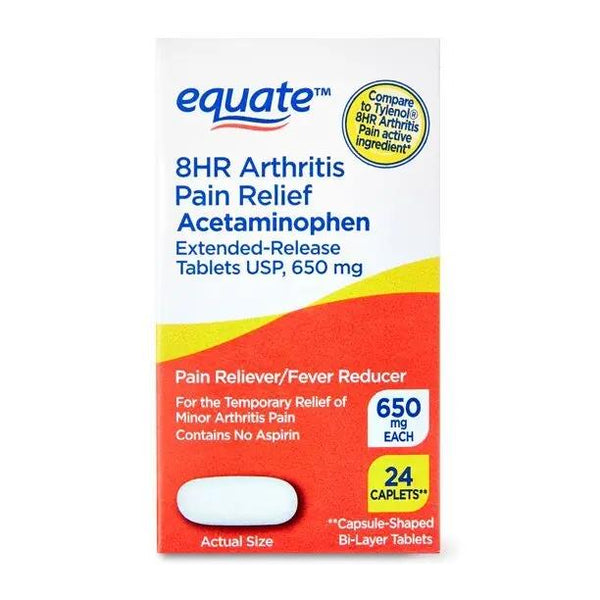 Equate 8HR Pain Relief Acetaminophen, Extended Release Tablets, 650 mg, 24 Count

