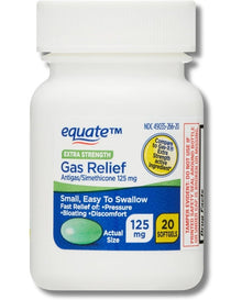 Equate Extra Strength Gas Relief Simethicone 125 mg Softgels, 20
Count