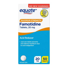 Equate Famotidine Tablets, 20 mg, Maximum Strength, Acid Reducer for Heartburn Relief 50 count
