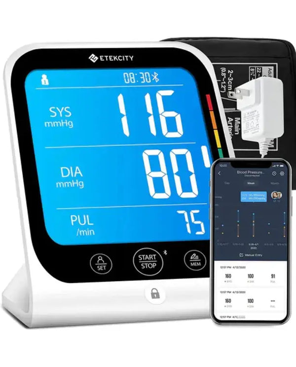 Etekcity Blood Pressure Monitors for Home Use, Machine by Etekcity, FSA HSA Approved Products, Adjustable Cuff Large Upper Arm Friendly, Smart Unlimited Memories in App, Dual Power Sources

