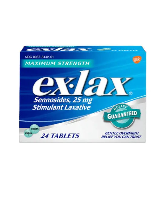 Ex.Lax Maximum Strength Stimulant Laxative Constipation Relief Pills for Occasional Constipation, Gentle Laxatives - 24 Count
