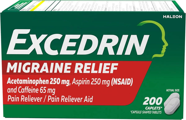 Excedrin Migraine Relief Caplets to Alleviate Migraine Symptoms - 200 Count
