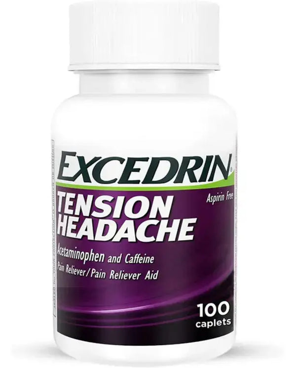 Excedrin Tension Headache Relief Caplets Without Aspirin for Head, Neck and Shoulder Pain Relief - 100 Count
